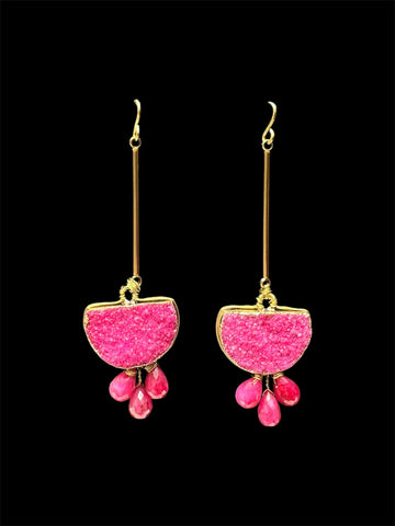 Pendientes Stone Fucsia